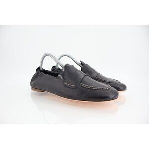 AGL Mara Loafer Women 40.5 10.5 Black Leather Slip On Penny Flat Square Toe